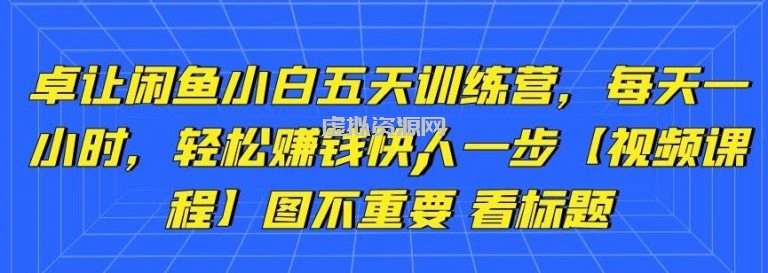 卓让闲鱼小白五天训练营，每天一小时，轻松赚钱快人一步