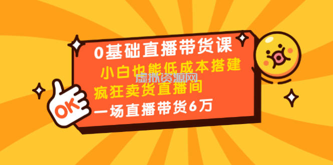 0基础直播带货课：小白也能低成本搭建疯狂卖货直播间：1场直播带货6万