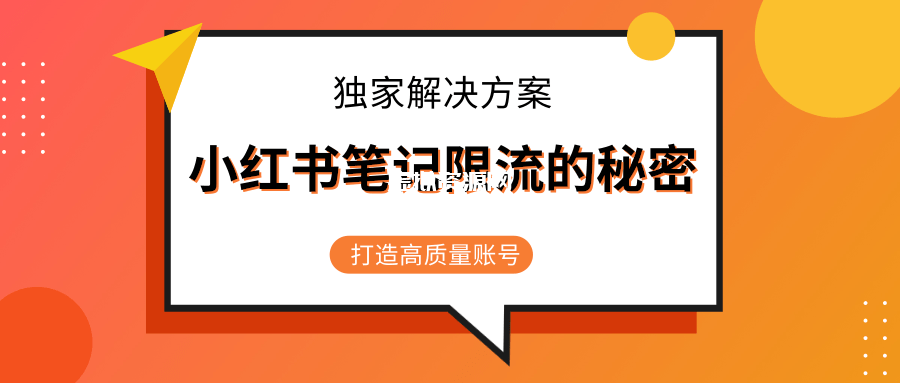 小红书笔记限流的秘密，被限流的笔记独家解决方案，打造高质量账号（共3节视频）