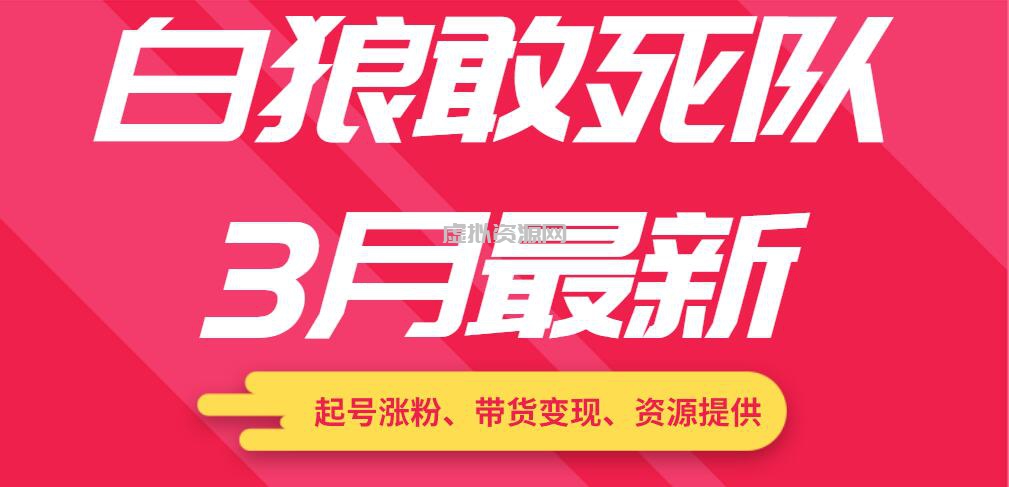 白狼敢死队3月最新：起号涨粉、带货变现、资源提供