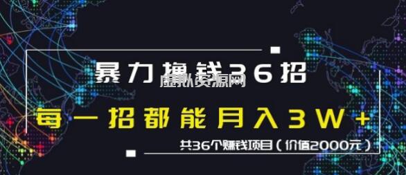 蜘蛛火暴力撸钱36招，共36个赚钱项目价值2000元