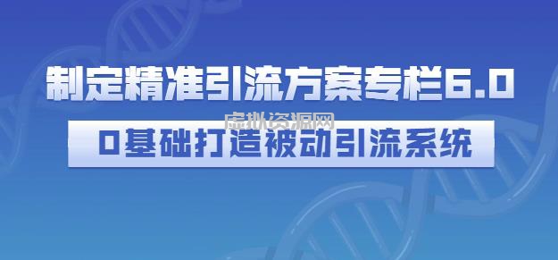 制定精准引流方案专栏6.0，0基础打造被动引流系统