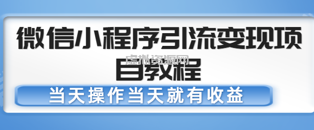 微信小程序引流变现项目教程，当天操作当天就有收益，变现不再是难事