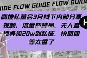 嗨推私董会3月线下内部分享视频，流量新破局、无人直播导流20w到私域、快团团等太香了