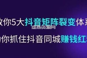 抖营音销操盘手，教你5大音抖矩阵裂体变系，助你抓住抖音同城赚钱红利，让店门不再客缺流