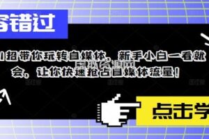 11招带你玩转自媒体，新手小白一看就会，让你快速抢占自媒体流量！