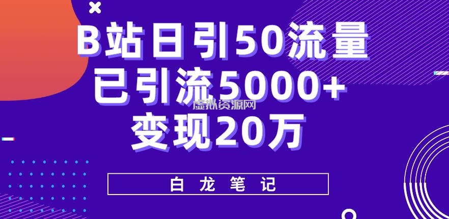 B站日引50+流量，实战已引流5000+变现20万，超级实操课程