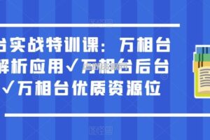 万相台实战特训课：万相台深度解析应用万相台后台解析万相台优质资源位