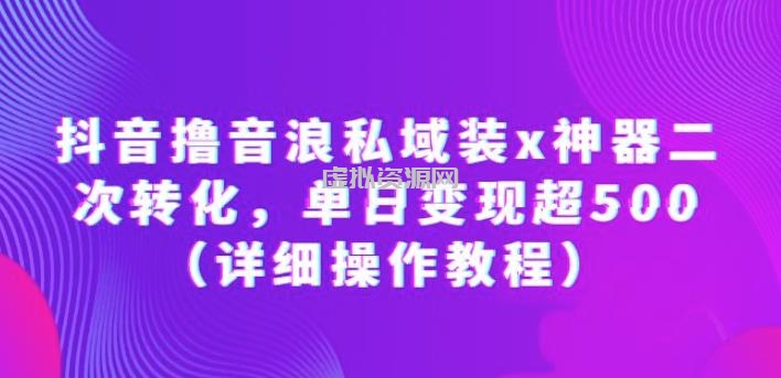 抖音撸音浪私域装x神器二次转化，单日变现超500（详细操作教程）【揭秘】