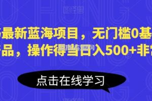 小红书最新蓝海项目，无门槛0基础操作，刚需产品，操作得当日入500+非常简单【揭秘】