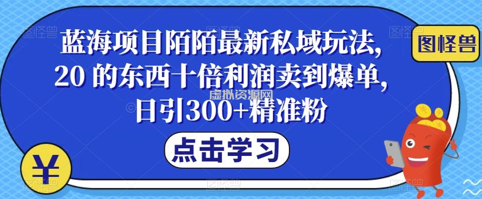 蓝海项目陌陌最新私域玩法，20 的东西十倍利润卖到爆单，日引300+精准粉【揭秘】