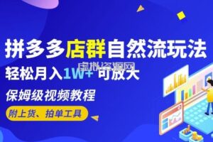 拼多多店群自然流玩法，轻松月入1W+保姆级视频教程（附上货、拍单工具）