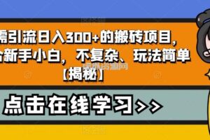 无需引流日入300+的搬砖项目，适合新手小白，不复杂、玩法简单【揭秘】