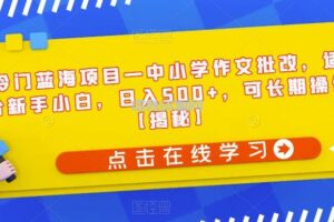 冷门蓝海项目—中小学作文批改，适合新手小白，日入500+，可长期操作【揭秘】