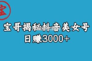 宝哥揭秘抖音美女号玩法，日赚3000+【揭秘】