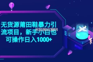 2023无货源莆田鞋暴力引流项目，新手小白也可实操日入1000+【揭秘】