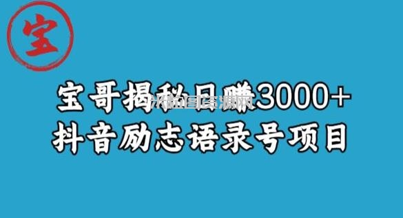 宝哥揭秘日赚3000+抖音励志语录号短视频变现项目