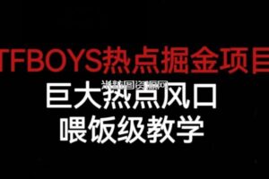 TFBOYS热点掘金项目，巨大热点风口，喂饭级教学