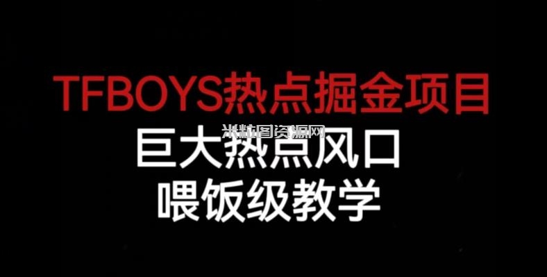 TFBOYS热点掘金项目，巨大热点风口，喂饭级教学