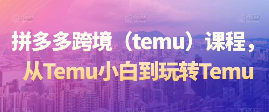 拼多多跨境（temu）课程，从Temu小白到玩转Temu